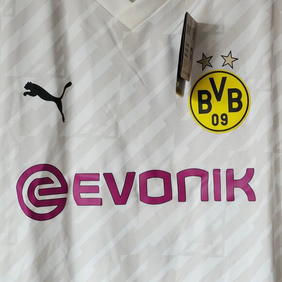 Puma BVB Borussia Dortmund Soccer White NWT Jersey #22 Size S A0058 - Picture 3 of 5